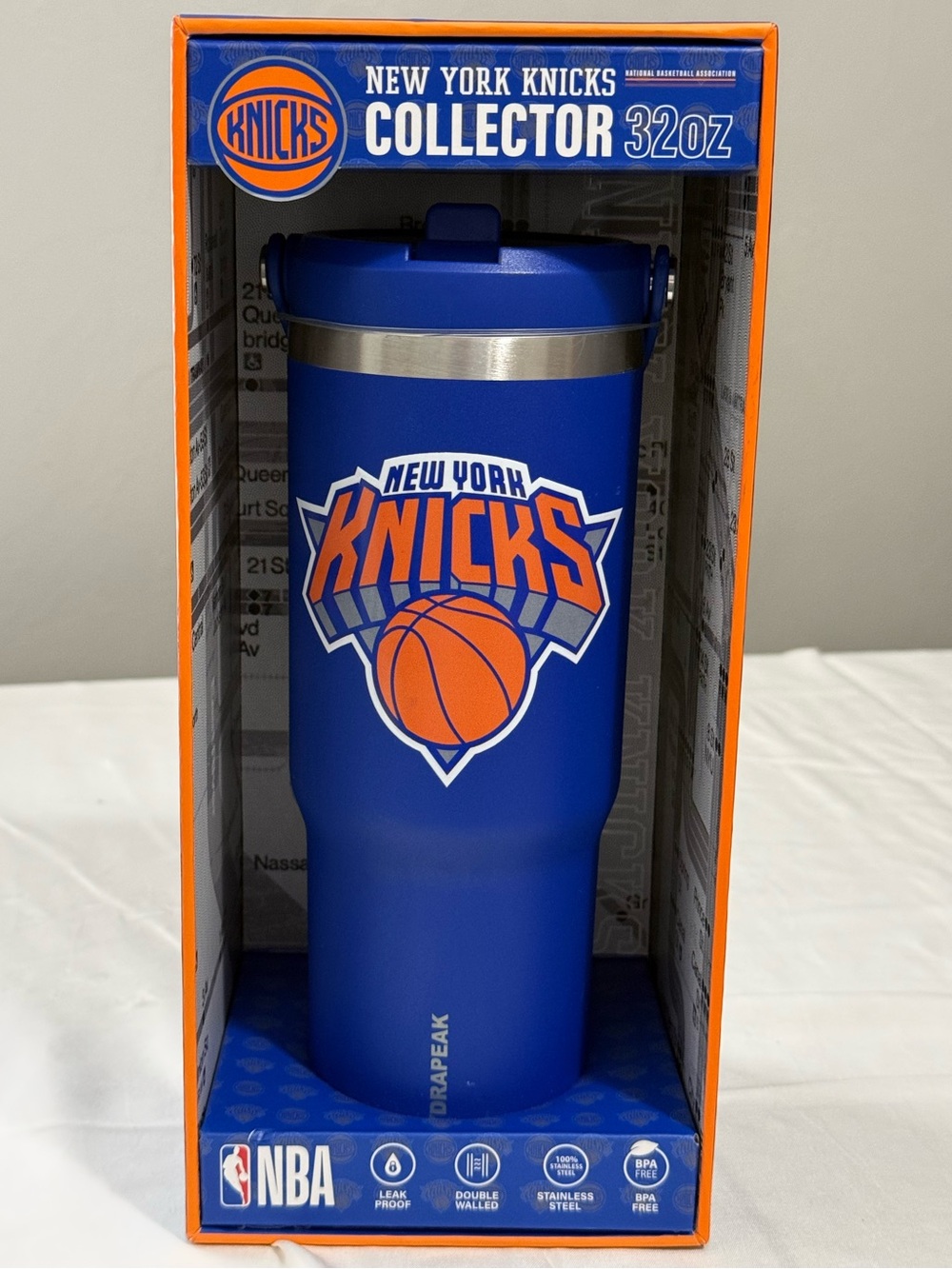 New York Knicks NBA Blue Travel Tumbler with Orange Accent